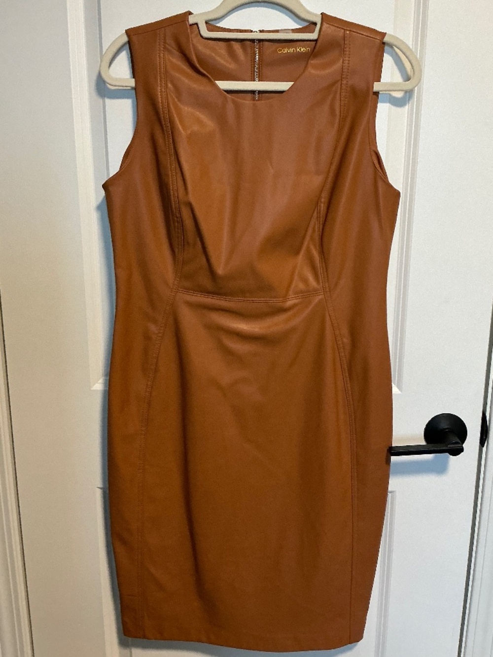 Like New Calvin Klein Faux leather sheath dress-size 12